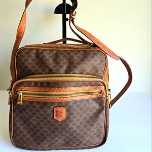 Celine Vintage Macadam Messenger Bag Brown
